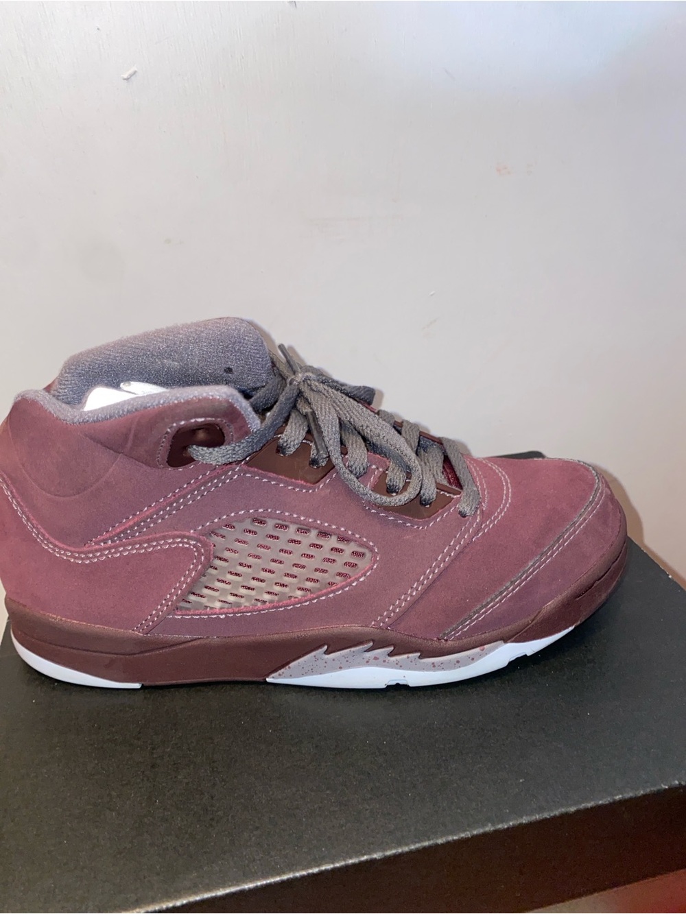 Jordan Kids Sneakers Burgundy and Gray